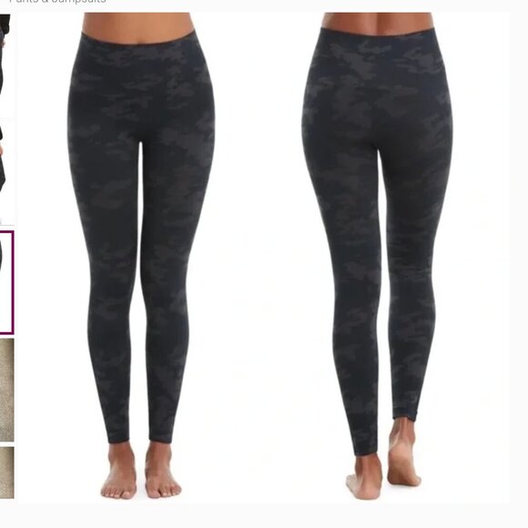 SPANX Look At Me Now Leggings Tights Shapewear Black Camo Sz XL - Picture 1 of 13